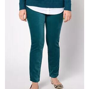 NWOT Denim & Co. QVC Adaptive Full Length Slim Straight Velveteen Pant Sz 10